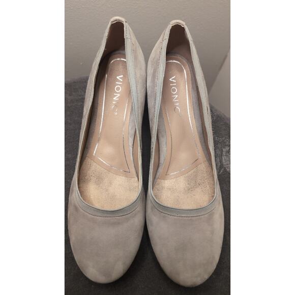 Vionic Natalie block heel gray suede pumps 10 wide - Picture 2 of 9